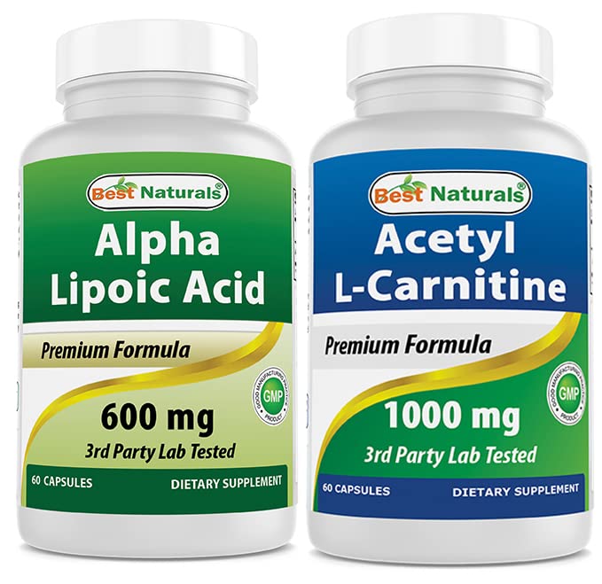 Meilleurs naturels Alpha acide lipoïque 600 mg et acétyl L-Carnitine 1000mg