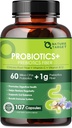 Probiotica voor vrouwen Digestieve gezondheid met prebiotische vezel - vezelsupplement met 60 miljard Probiotica voor Regularity & Gut Cleanse - Ondersteuning Occasional Constipatie - 107 Veggie Capsules