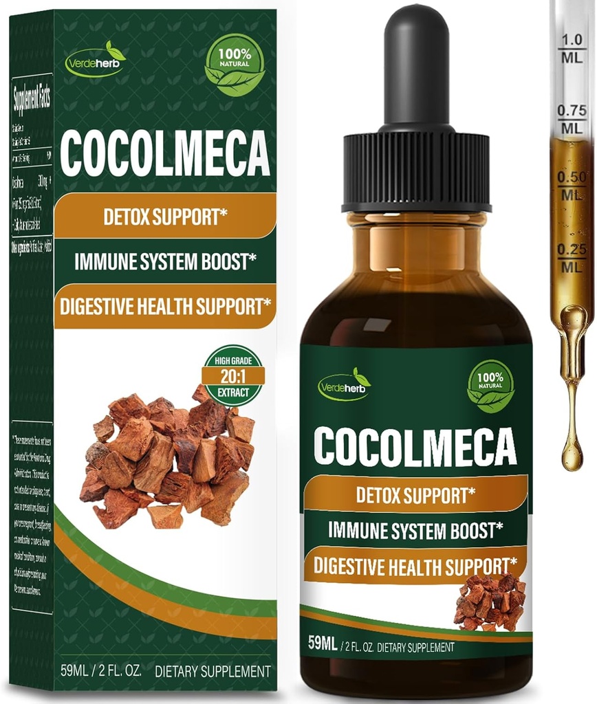 Cocolmeca Bark Liquid Drops, Nature Herbal Extract Supplement voor Body Detox Reiniging Ondersteuning, Immuunsysteem Boost & Digestieve Gezondheid. Gotas de Cocolmeca 2oz