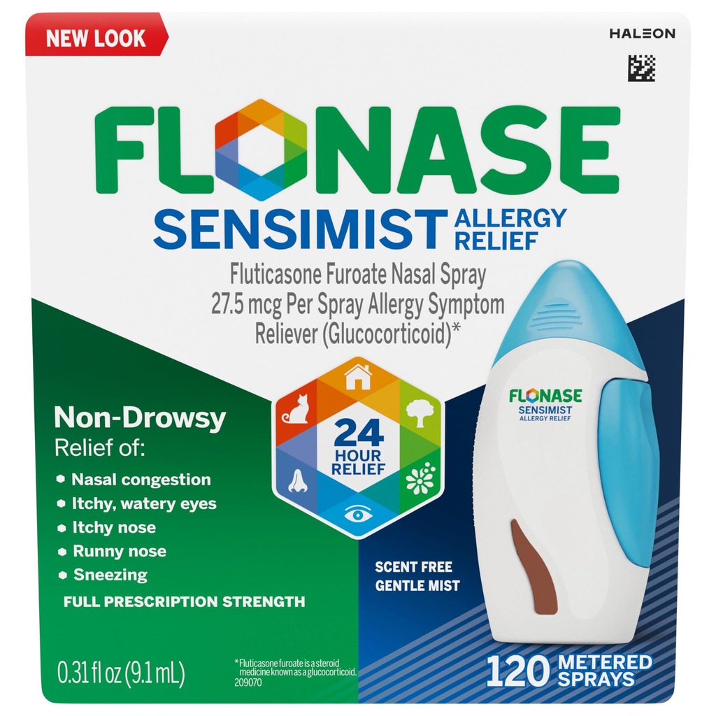 Spray anti-allergie sensimiste Flonase pour anti-parasis, anti-allergie multisymptomatique 24h/24 – 120 sprays