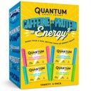 Quantum Energy Square - Energy Bar met Cafeïne & 10g proteïne, gezonde snack onderweg - Veganistisch, glutenvrij, sojavrij en zuivelvrij - Variëteit 4-pack