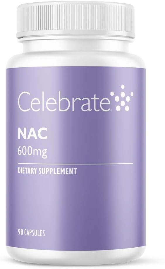 Célébrez le supplément de vitamine NAC (N-acétyl Cysteine), 600 mg par gélule, sans gluten, sans OGM, 90 capsules