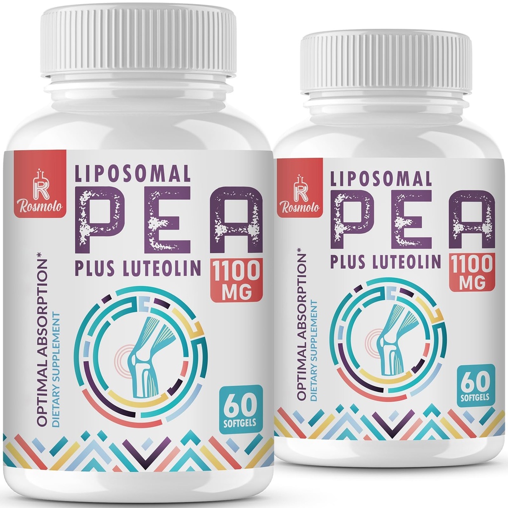 Liposomale Palmitoylethanolamide 1000 mg + Luteoline 100 mg, Micronized Pea 99% Zeer gezuiverd - Verbeterde absorptie en biologische beschikbaarheid, 120 Softgels