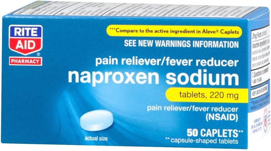 Rite Aid Naproxen Natrium pijn Relief Pillen, 220 mg Caplets - 50 Telling 