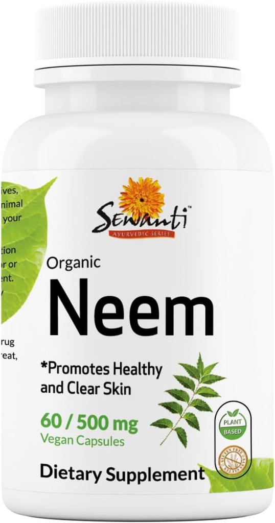 Capsules Sewanti Neem - Capsule d'extrait de haute puissance, supplément à base de plantes pour la santé de la peau et le soutien immunitaire - Capsules d'équilibre digestif 500mg