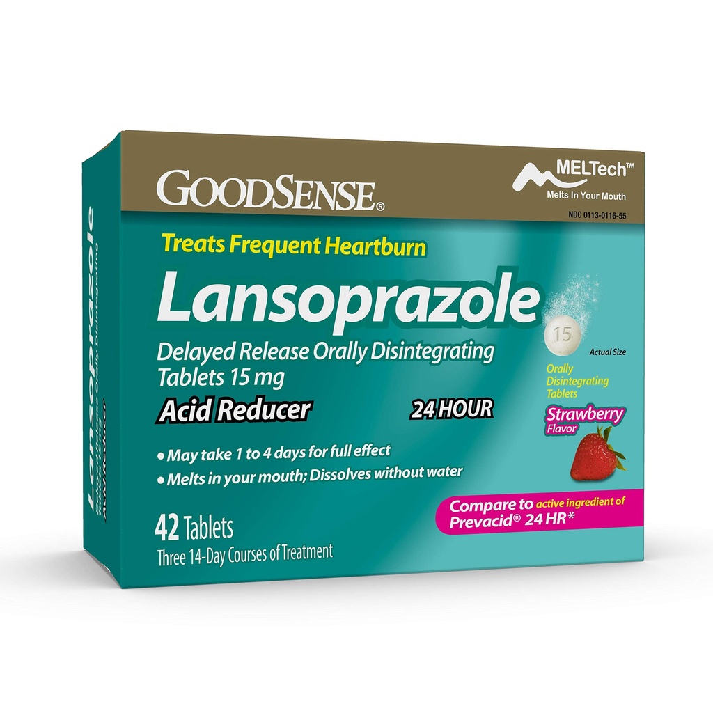 GoodSense Lansoprazol vertraagde afgifte Orally desintegring Tablets 15 mg, Acid Reducer, Strawberry Flavor, 42 Tellen (pack van 1)