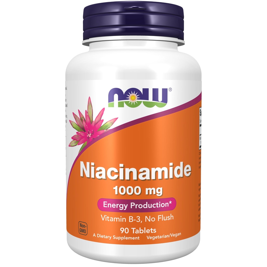 NOW Voedingssupplementen, Niacinamide (vitamine B-3) 1000 mg, energieproductie*, 90 tabletten, wit, off-wit
