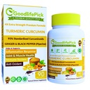 Capsules Curcumine Turcuma Extra Strength avec Ginger & 95% Curcuminoids & Black Pepper Extract pour des avantages maximums. Toutes les poudres naturelles de riz Non OGM NON Stéarate NON Silica- 90 Vég.