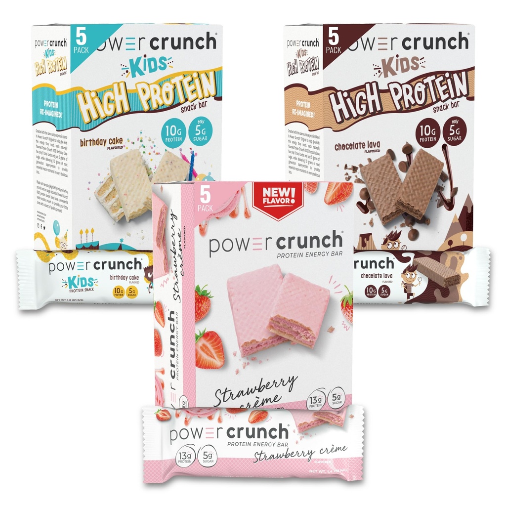 Power Crunch Protein Wafer Bars en Power Crunch KIDS Proteine Bars, Variety Pack, (15 Count) High Protein Snacks met heerlijke smaak