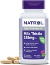 Natrol Milk Thistle 525 mg per Serving, Dieetsupplement voor Digestieve Gezondheid, Melkdistel Supplement, 60 Capsules, 30 Day Supply
