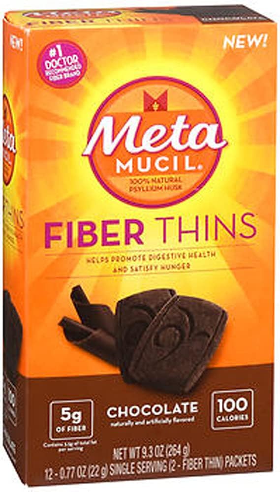 Metamucil Fiber Thins, Chocolade, 12 Packets, 9.3 oz - Verpakking van 2