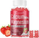 Calcium Magnesium Zink Gummies & Vitamine D3,B6,B12,Immune & ondersteuning Bone Health Calcium Magnesium Supplement voor vrouwen Mannen,Sugar-Free Vegan Aardbei Smaak 90 Telt