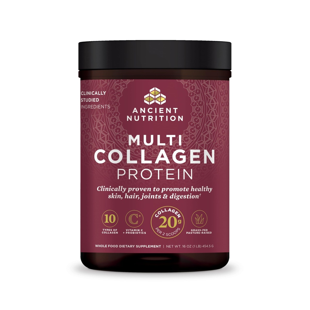 Protéine de poudre de collagène avec probiotiques, protéine multi collagène non aromatisée avec vitamine C, 45 portions, peptides de collagène hydrolysés soutient la peau et les ongles, Gut Health, 16oz
