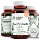 Natuurlijke Nutra zink Picolinaat 30 mg, dubbele sterkte, ruwe en zuivere, zeer Bio beschikbaar supplement voor groei en Immuun Ondersteuning, helpt de gezondheid van de huid te bevorderen, helpt ondersteuning Metabolic System 100 Capsules
