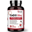 NATURE TARGET CoQ10-200mg met PQQ L-Carnitine & Omega-3s, Hoge Absorptie Coenzyme-Q10 met BioPerine, Ondersteunt Hart- en Immuunstelsel, Cellulair-Energie-Productie, 120 porties