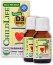 KINDLIFE ESSENTIËLES Biologische vitamine D3 druppels voor zuigelingen & pasgeborenen - Baby Vitamine Drops, 400 IE per vloeibare druppel, Immune & Bone Health Support, USDA Biologische, smaakloze - 0,21 Fl Oz (2 Pack)