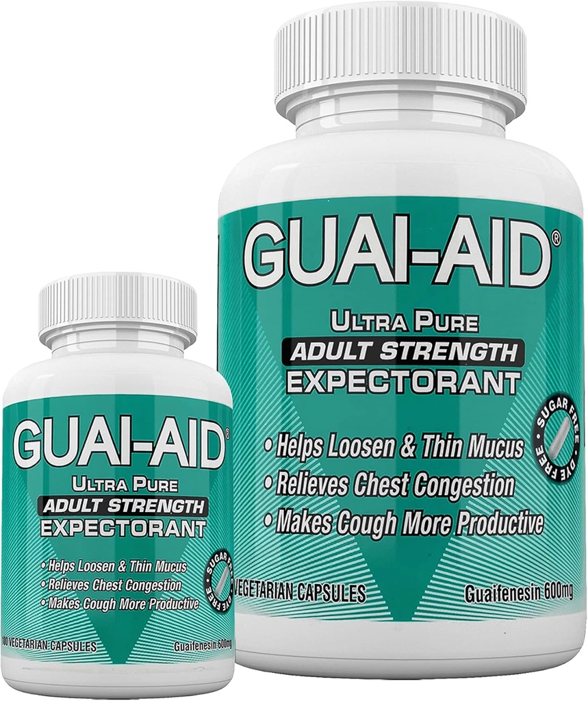 524 600 mg Ultra-Pure Guaifenesin Veg. Capsules (inclusief 24 size reisfles)