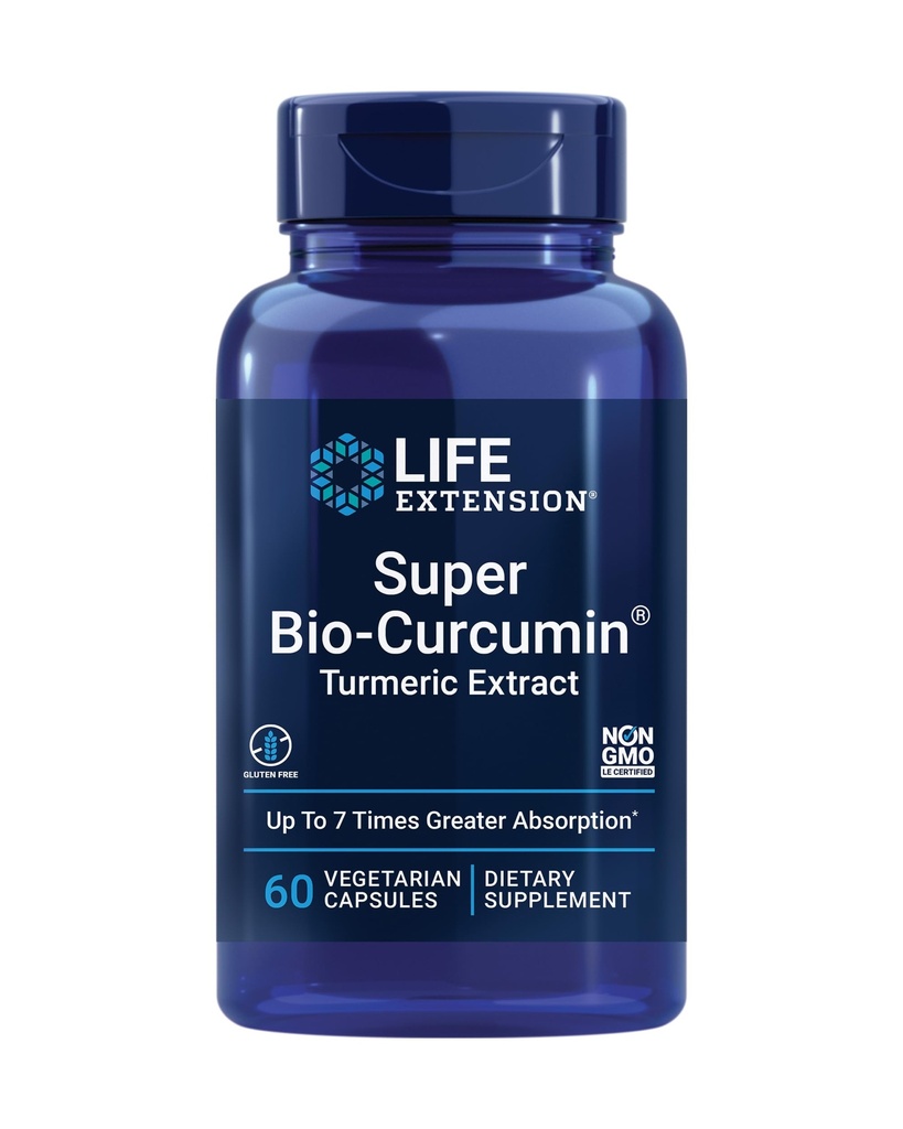 Prolongation de vie Super Bio-Curcumin Extrait curcuma – Curcumine hautement absorbante pour le soutien de santé de corps entier – sans gluten, sans OGM, végétarien – 60 capsules végétariennes