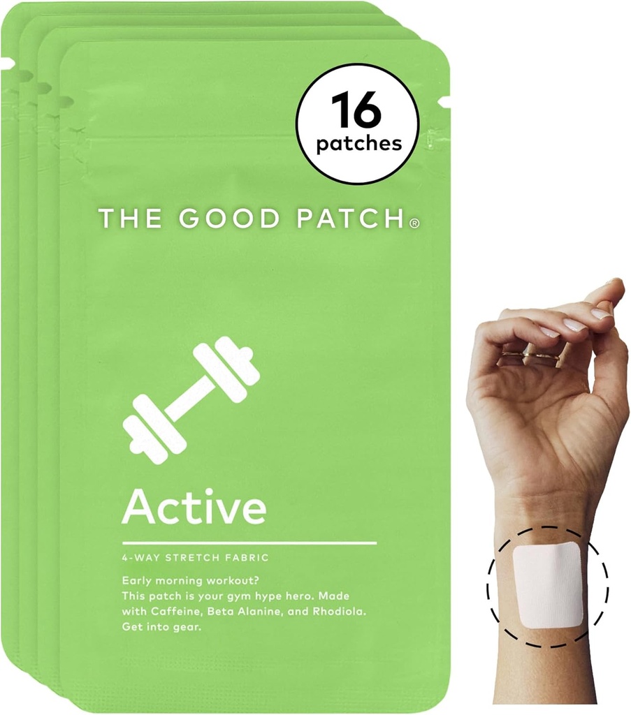 Le bon patch actif, support énergétique, patch naturel avec caféine, Beta Alanine, Rhodiola, phytopropulseur de bien-être, libération soutenue (16 Patches totales)