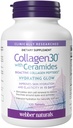 Webber Naturals Collagen30 avec Céramides, Peptides de Collagène Bioactifs, 120 comprimés, Glow Hydratant, aide à améliorer l'hydratation de la peau, l'élasticité et la douceur, non OGM, laitiers et sans gluten