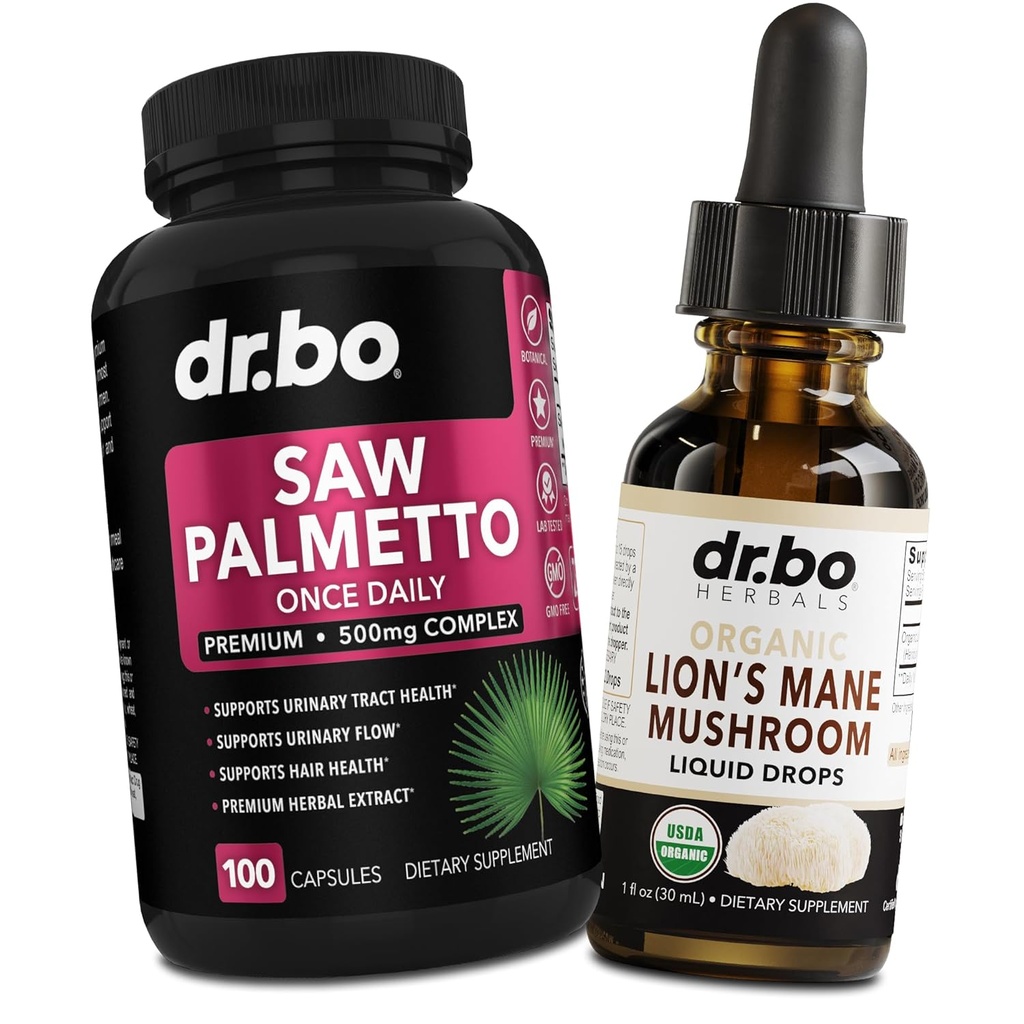 Zag Palmetto voor vrouwen haarverlies & Leeuwen Mane paddo druppels - DHT Blocker Growth Plus Blader & Organic Lion's Mane Mushroom Liquid Drops Tinctuur - Pure Saw Palmetto Haarverlies & urineren Pillen