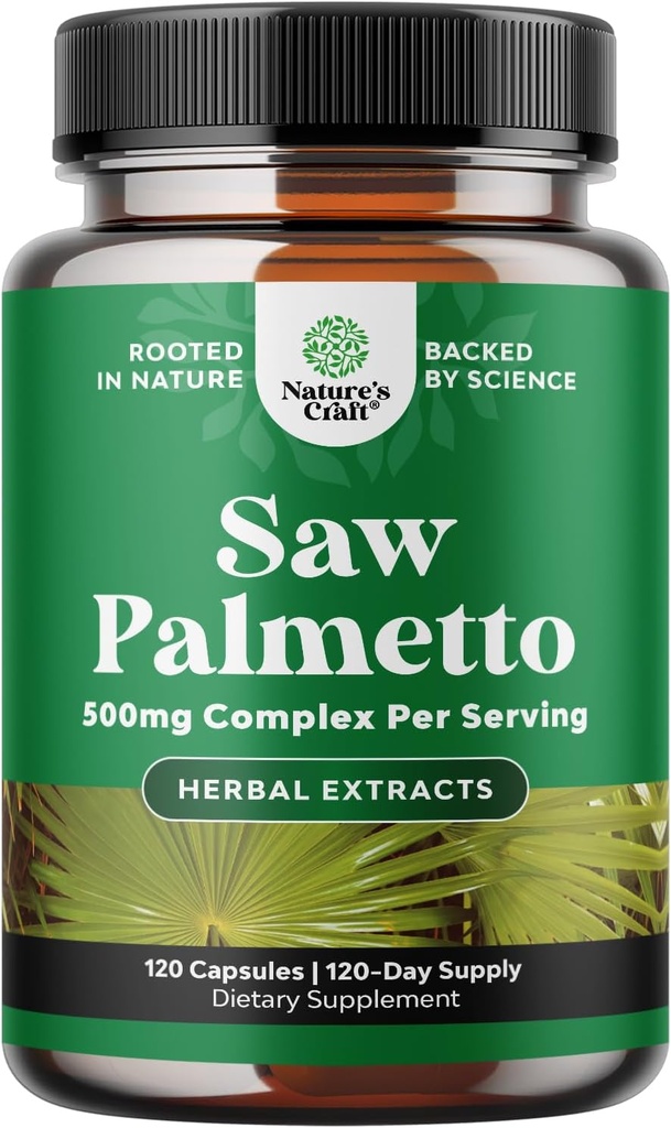 Natures Craft Extra sterkte Saw Palmetto Extract - Geavanceerde Zag Palmetto voor vrouwen en mannen haar gezondheid en urinesteun met plantaardige sterolen & Flavonoïden - Krachtige kruidensupplement 120 capsules