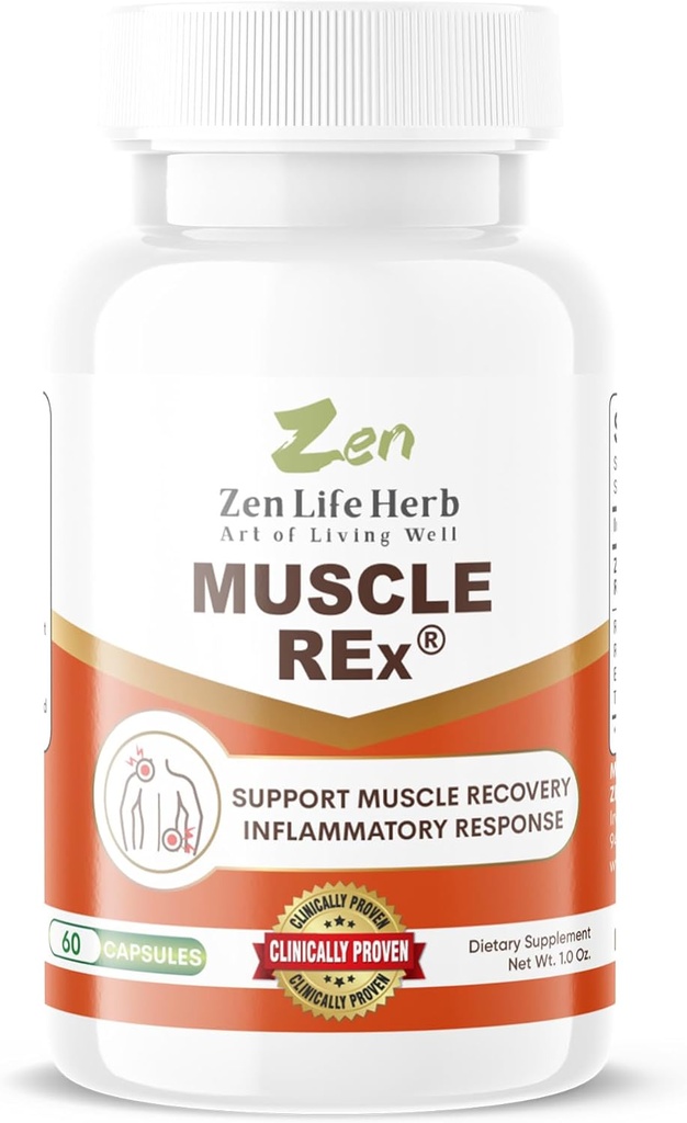 ZEN LIFE HERB Muscle REx - Joint, Muscle & Nerve Support - Relax Aches & Chronic Discomfort Plant Based Supplement (60 capsules)