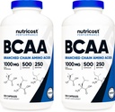 Nutricost BCAA 1000mg, 500 capsules (250 Serv), 2:1:1 vertakte Aminozuren (500 mg L-Leucine, 250 mg L-Isoleucine en L-Valine) (2 flessen)