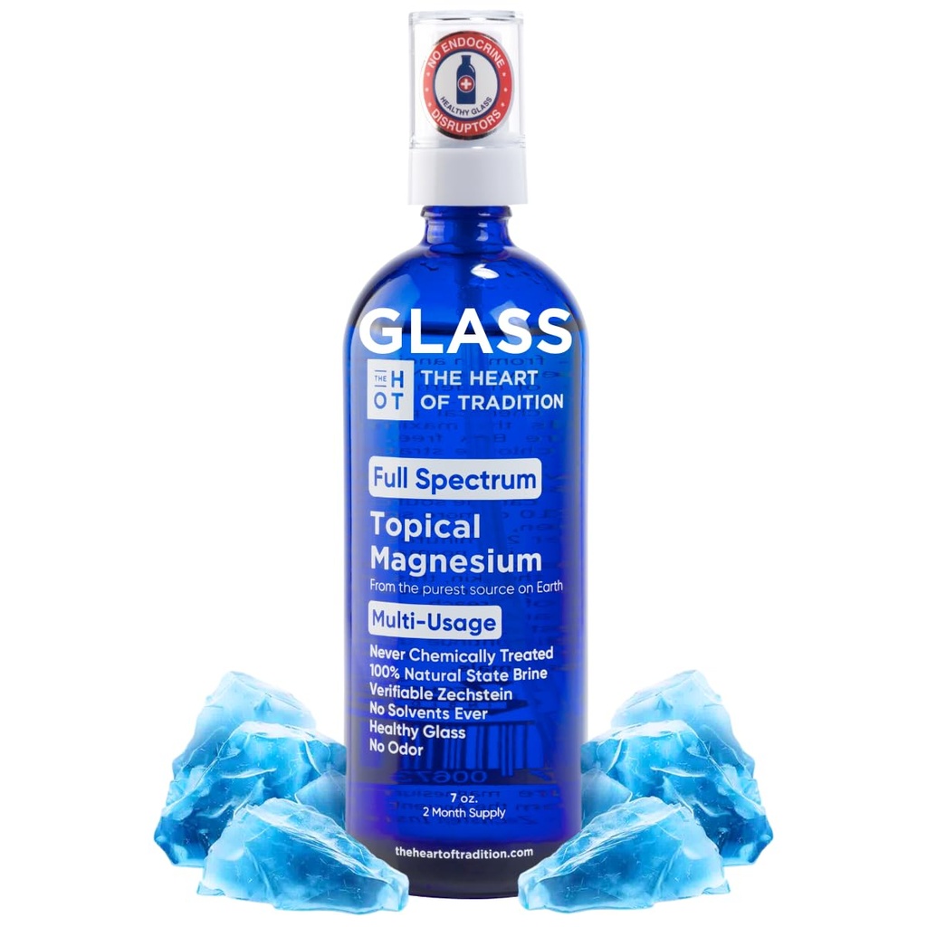 Topical Magnesium Oil Spray Glass Bottle from Ancient Zechstein Sea and Trace Mineral 7 floz - Transdermal Pure Magnesium Spray Oil for Feet, Muscle Relaxation, Leg Cramps, Slaap en algehele gezondheid