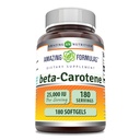 Formules étonnantes Supplément Beta-Carotène $ 25000 UI par service $ 180 Softgels $ Non-GMO $ Sans gluten $ Fabriqué aux États-Unis