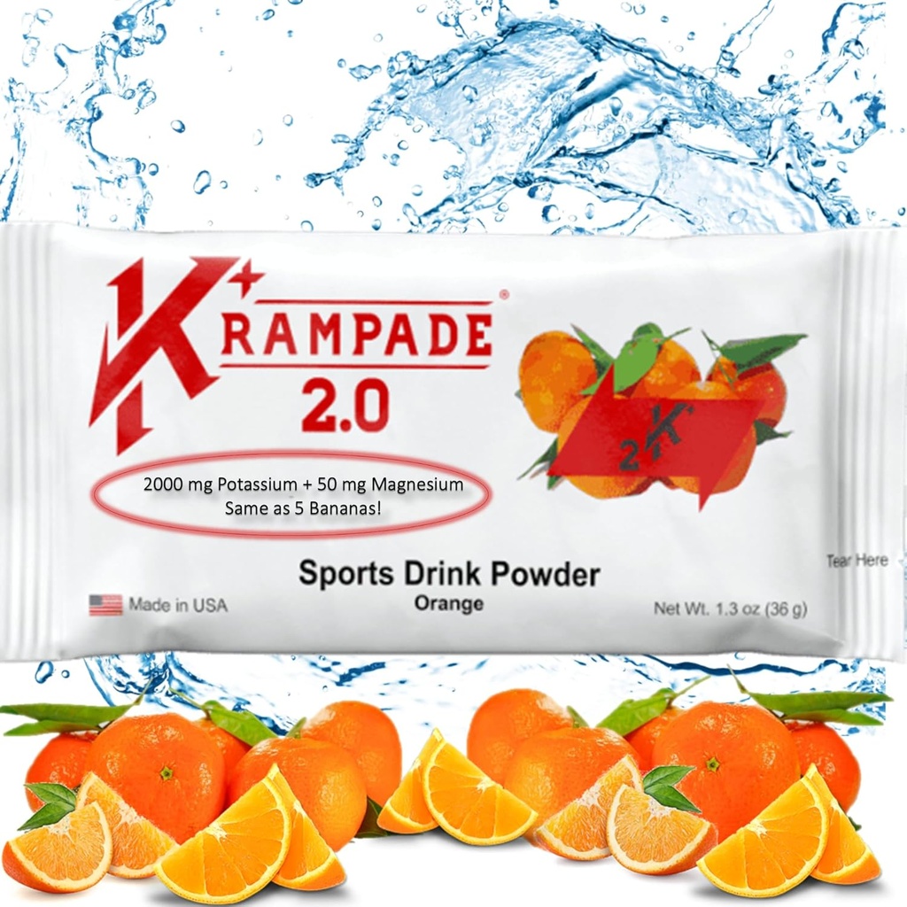 Krampade Kalium Magnesium Supplement Elektrolyten Poeder - 50 mg Mag + 2000 mg K, >2X Meer dan Kokoswater 