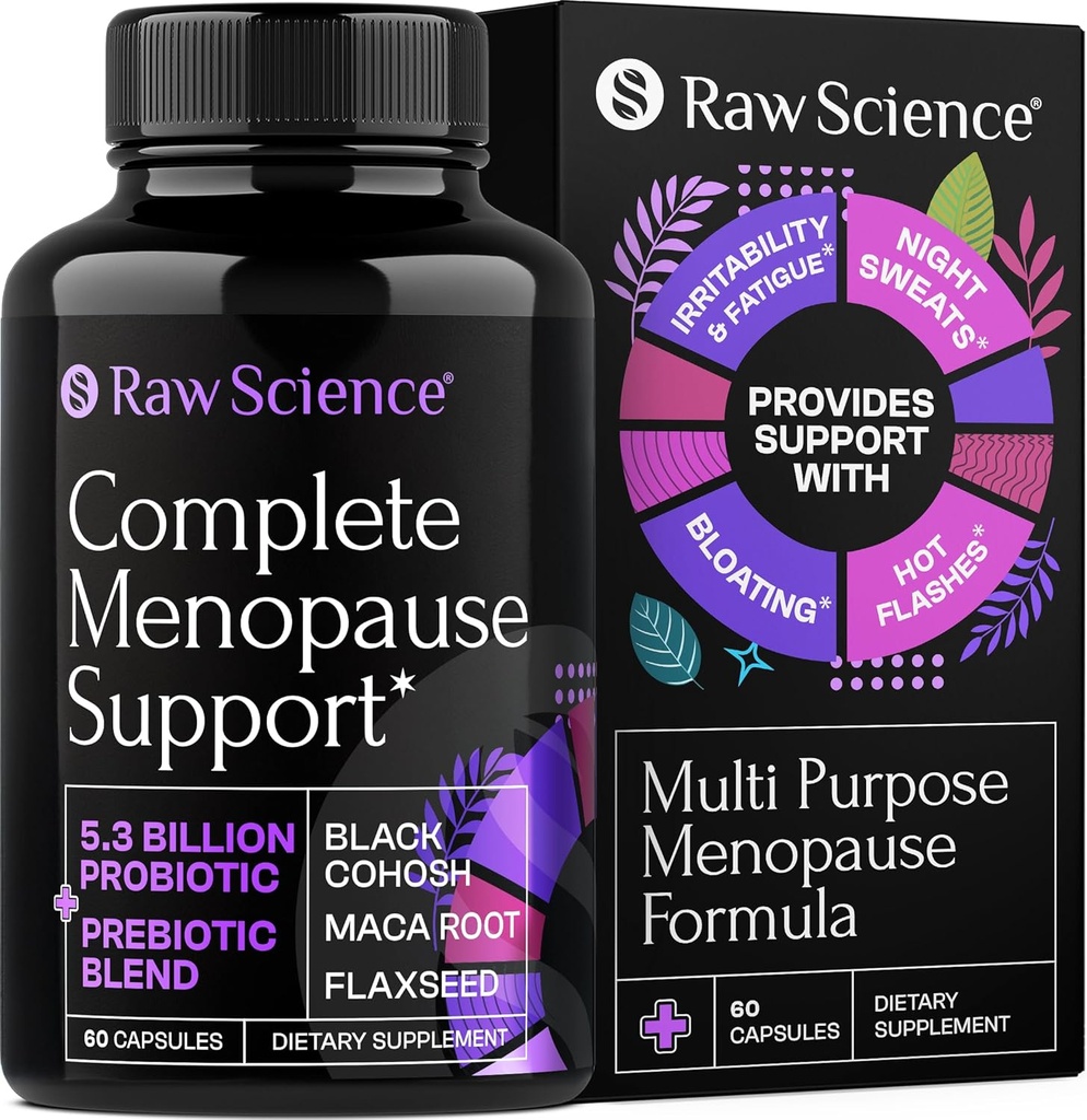 Menopauze supplementen voor vrouwen - Black Cohosh voor Menopauze Hot Flashes, Nacht Sweats & Hormone Balance met DIM, Vitex, Dong Quai, Red Clover - Complete Menopauze Ondersteuning Vaginale Gezondheid, 60 Capsules