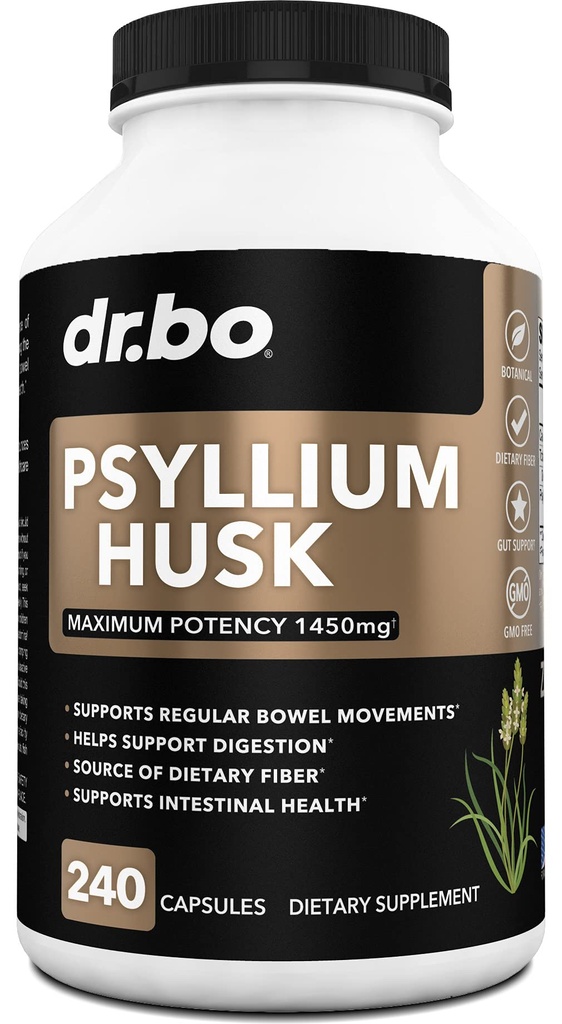 Psyllium Husk Capsule Fiber Supplement - Natural Powder Capsules for Constipatie Relief for Adults - Nutritional Soluble Fiber Pills & Daily Regularity Support - Bulk Seed Husks Digestion Supplements