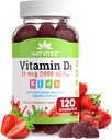 Vitamine D3 Gommies pour enfants - Vitamine D 1000 UI Pectine Gommy - Aromatisé aux fraises - Supplément de soutien aux os et aux immunones - Sans OGM, sans gluten, sans végétalien, sans noix et sans lait - 120 Nombre (paquet de 1)
