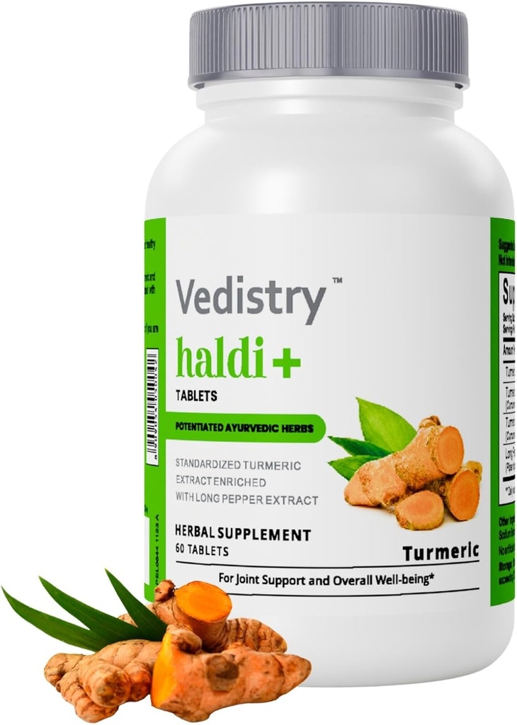 Haldi+ 850mg Kurkuma tabletten met 95% Curcumine & Long Pepper 