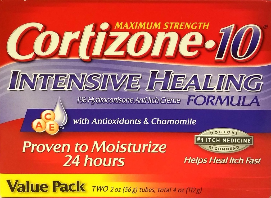 Cortizone-10 Max Strength Cortizone-10 Intensive Healing Formula met antioxidanten en kamille, Twee 2 oz Tubes