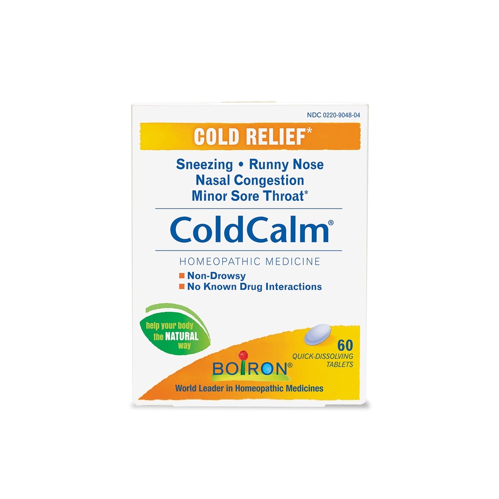 Comprimés Boiron ColdCalm pour soulager les symptômes fréquents du rhume tels que l'éternuement, le nez de runny, la gorge douloureuse et la congestion nasale - non somnolence - 120 Compte (2 Pack)
