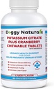 Kalium citraat Plus Cranberry met Magnesium Supplement voor honden (60 tabletten) - Urine Tract Ondersteuning - Helpt Deter vorming van Calcium Oxalaat Stones-Deters Blader & Nierstenen(Made in U.S.A)