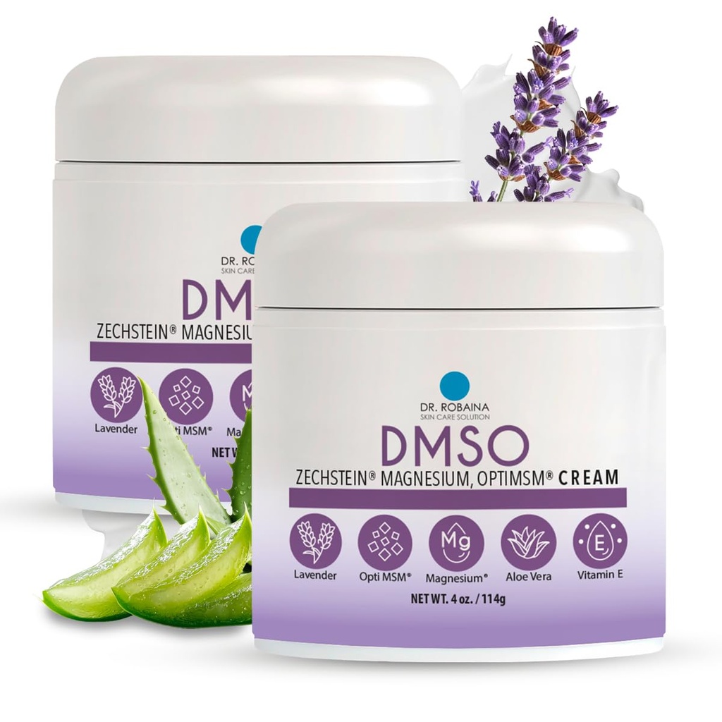 Dr. Robaina Lavande DMSO Crème - 99,9% Pure Pharmaceutical Grade Formule de Nourrissement de la peau avec Zechstein Magnésium, Arnica, Aloe Vera, Vitamine E - 4 oz