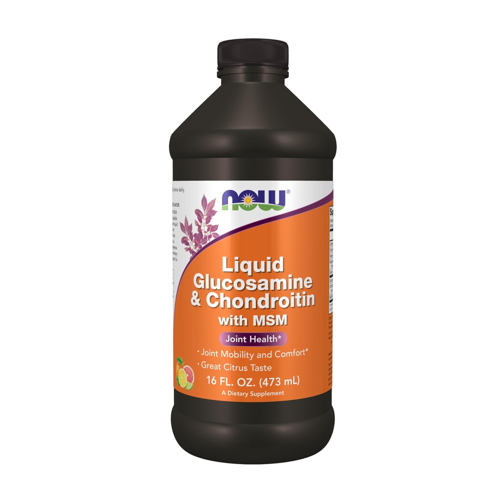 NOW Supplementen, Glucosamine & Chondroitin met MSM, vloeibaar, gezamenlijke gezondheid, mobiliteit en comfort*, 16-Ounce