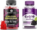 Prime Code Calcium Gummies voor vrouwen en mannen met Magnesium Vitamine B12 Vitamine K2 & Vitamine D3, CoQ10 200mg & Vitamine C 250mg Gummies