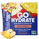 GoHydrate Instant Hydration Powder Packets - Lage natriumelektrolyten Drinkmix - Natuurlijke Hydratatie Ondersteuning, Suikervrije Electrolyte Flavored Powder Drink met Vitamine D, 30 Packs, Fruit Punch