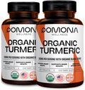 Pomona Wellness Supplément curcuma biologique 2100 mg, USDA Organic, non-OGM, végétalien, curcumine curcuma avec poivre noir pour l'absorption, pour le soutien des articulations et l'immunité, 240 comprimés (2 pack)