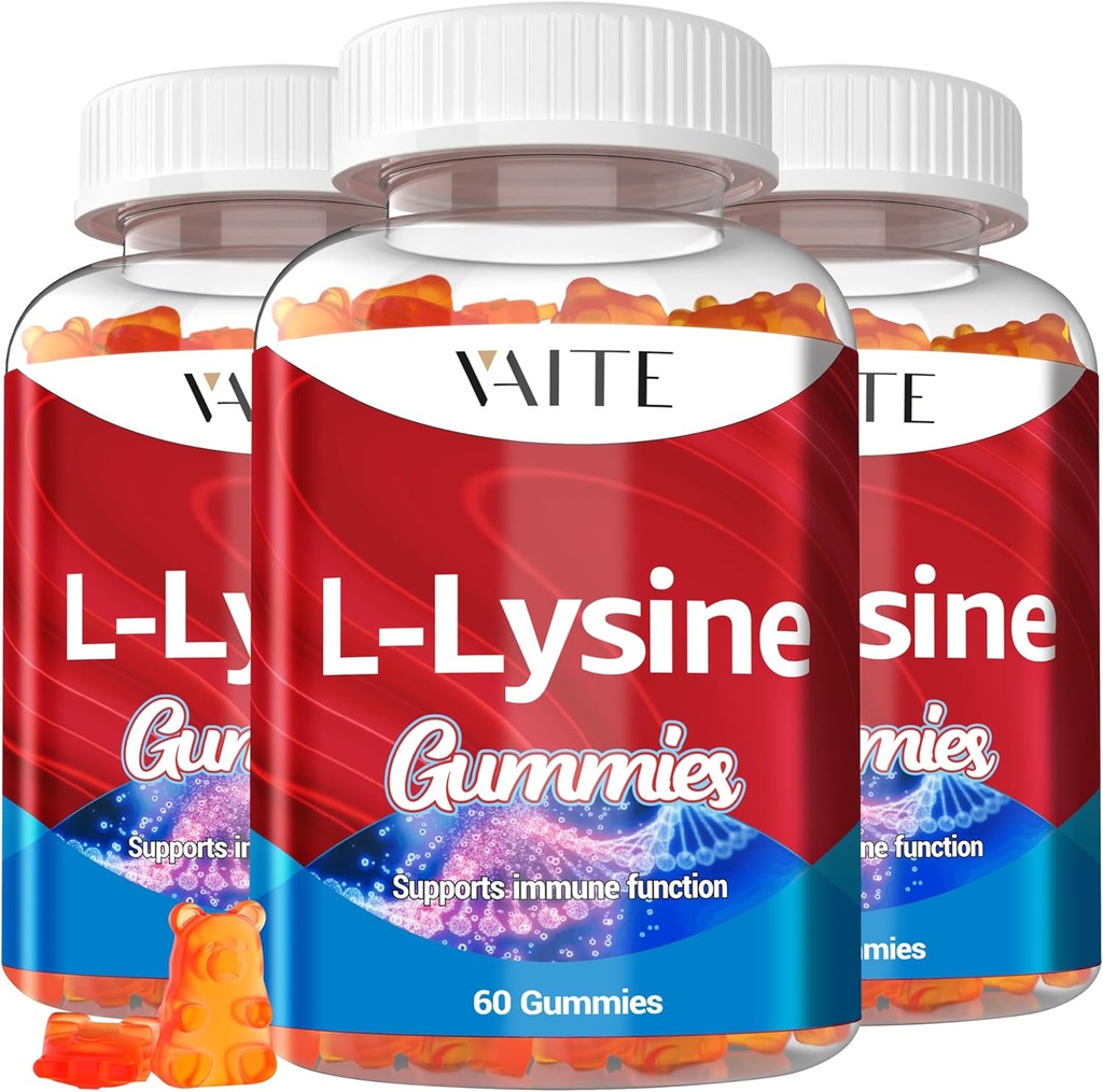 L-Lysine 1000mg Gommies - Supporte la peau, les lèvres, le végétalien, sans gluten, 60 Lysine à croquer pour adultes, Vitamines tissu santé et système immunitaire, supplément de vitamine et suppléments complexes à l'acide amino (3 pack)
