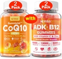 NEVISS 2Pack CoQ10-250mg Gevulde Gummies + 2Pack Vitamine ADK met B12 Gummies