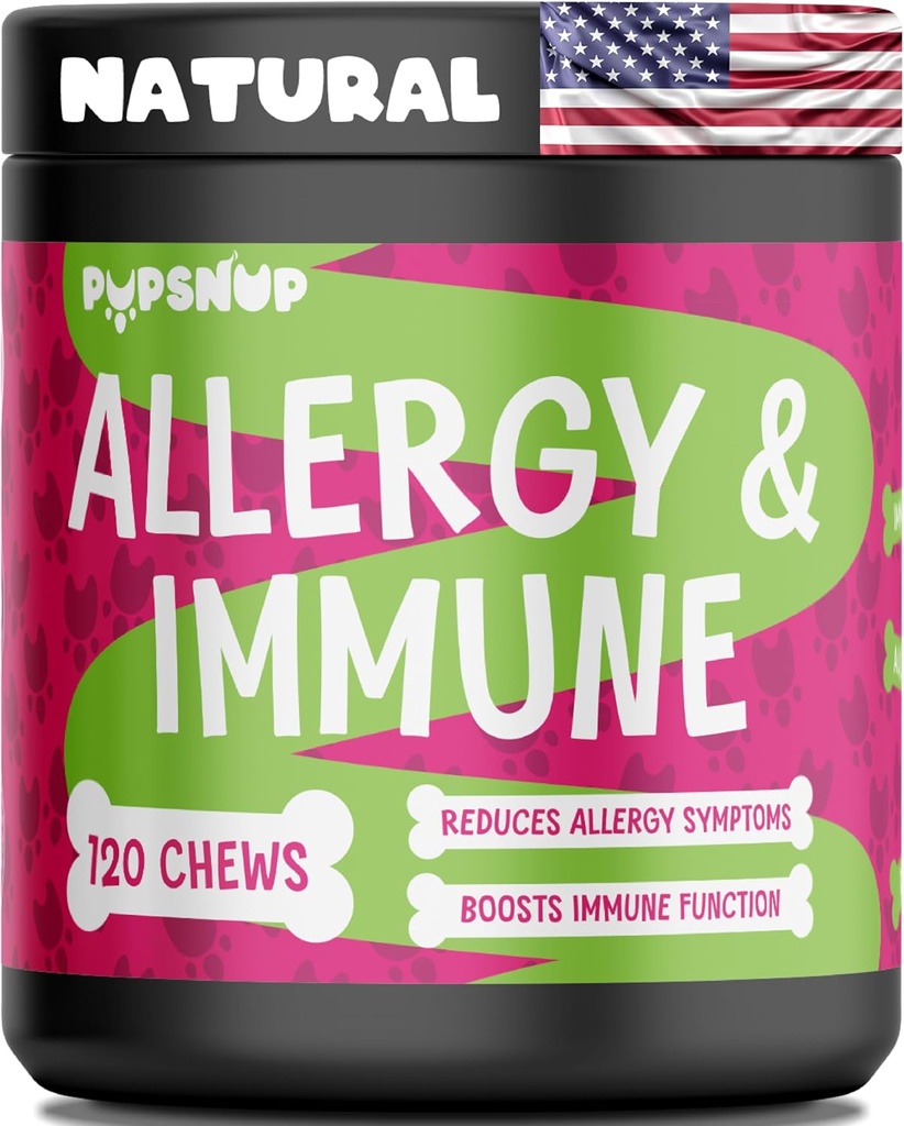 PupSnup- Allergie & Immune Probiotica voor honden- Honden Allergie Kauwen, Seizoensgebonden Allergieën, Huid en Coat Supplement 120 Zachte Kauwen- Made in USA