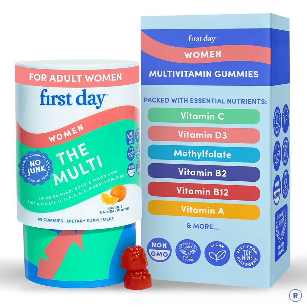 Eerste dag Multivitamine voor vrouwen - Dagelijkse Vrouwen Multivitamine Gummies - Vitamine A C D E B12, Magnesium, Zink, Biotine 