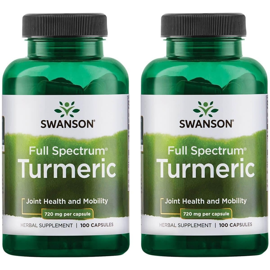 Swanson Premium Merk Kurkuma Curcumine Antioxidant Gezamenlijke Gezondheid Cardiovasculaire Lever Detox Mood en Geheugen Ondersteuning Supplement Curcuma Longa (Rhizome) 1,44 Gram (1440 mg) 100 Capsules (verpakking van 2)