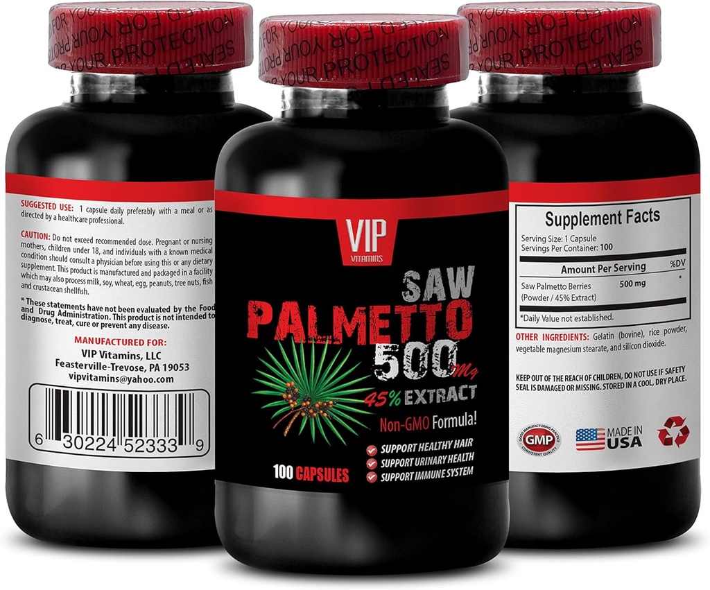 Zag Palmetto Haargroei - Zag Palmetto 500MG Extract - Zag Palmetto voor vrouwen Haarverlies - Zag Palmetto Kruidensupplementen voor vrouwen - Zag Palmetto Extract Capsules - Zag Palmetto Bessen 1B 100 Caps