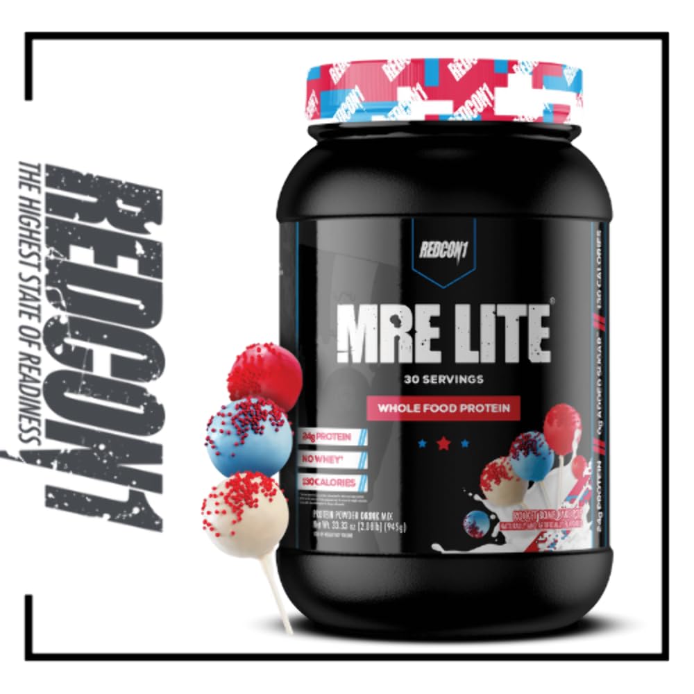 Redcon1 MRE Lite Whole Food Low-Carb Meal Replacement Protein Powder - Rocket Bomb Cake Pop (2.11 Lbs. / 30 Servers)